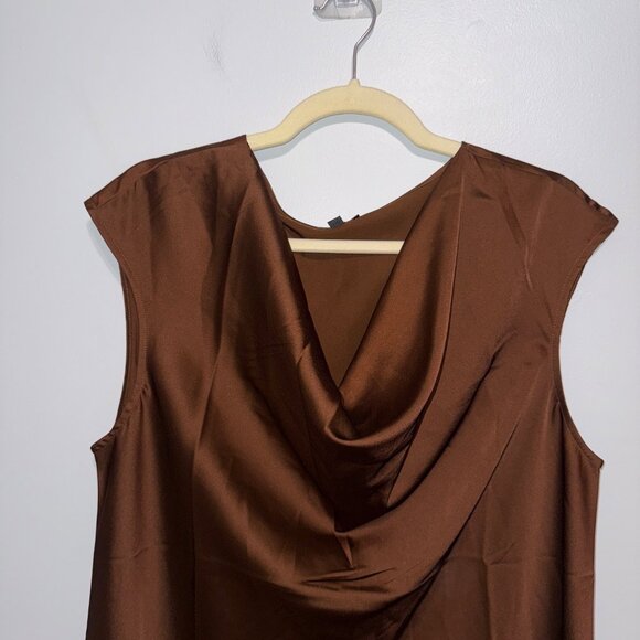 Talbots Womens Brown Cowl Neck Sleeveless Blouse Size L - Picture 3 of 5